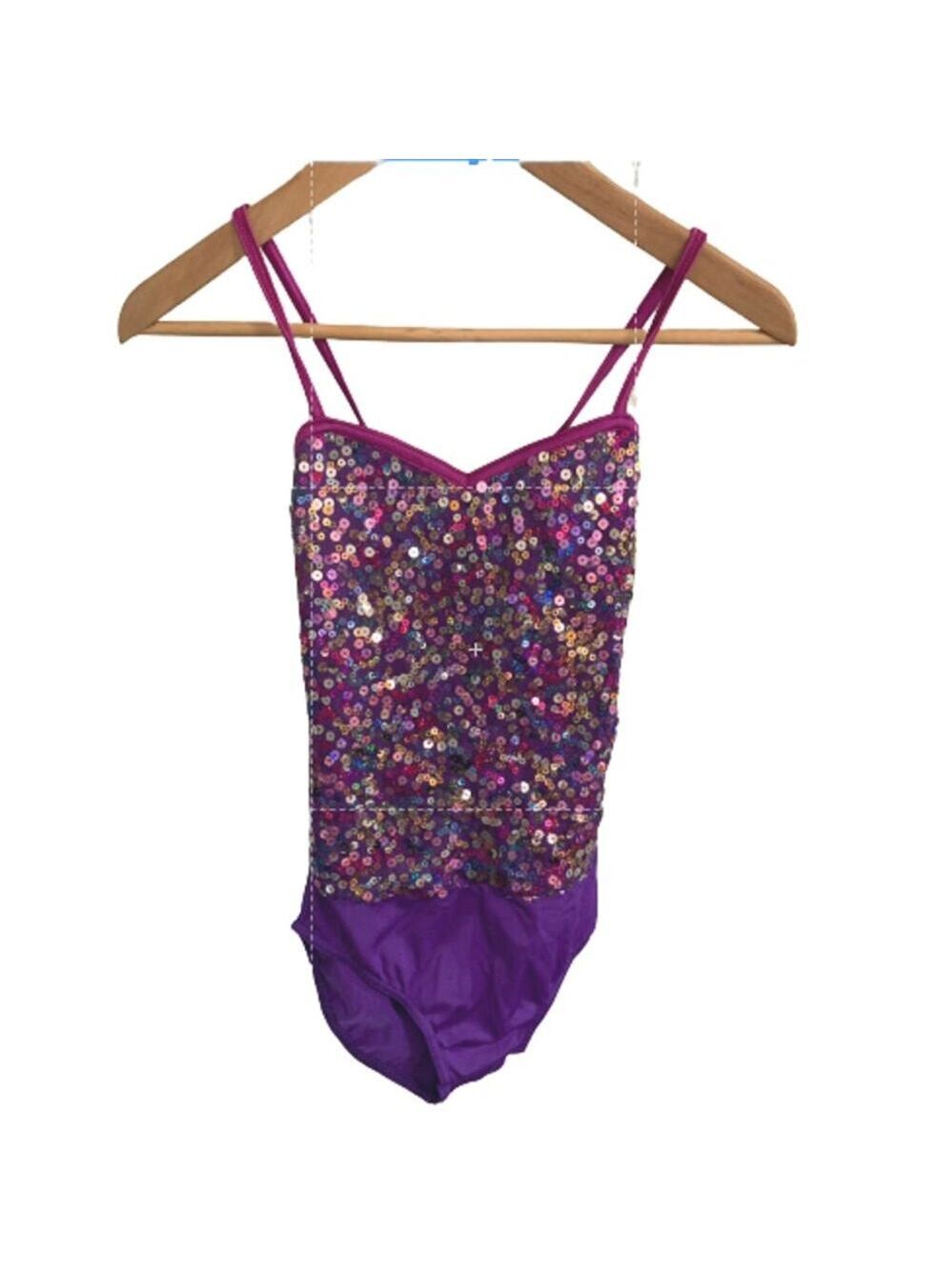 Costume Gallery Vintage Unitards Sequin Child Dance Wear Purple Multicolor Large